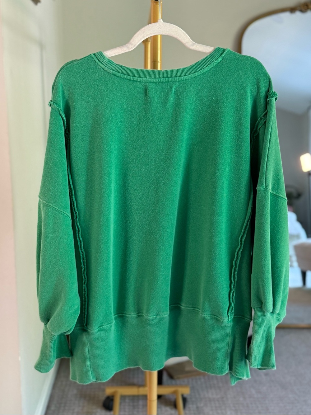 Free People Camden Sweatshirt Rare Tennis | Kelly Green - Size XS - Picture 6 of 9